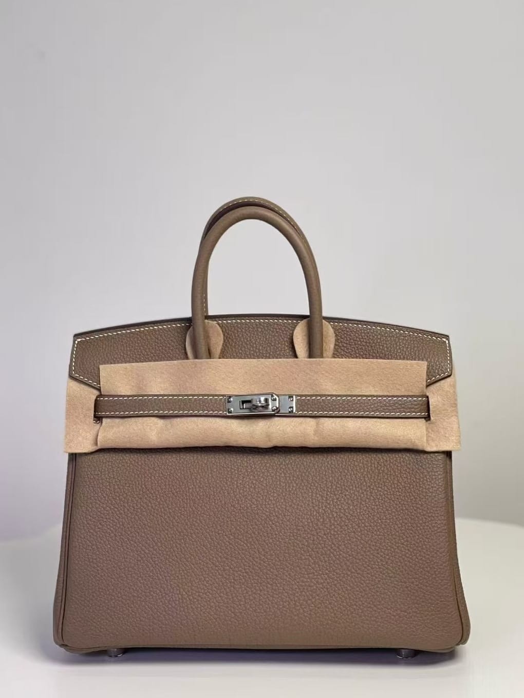 Hermes Birkin 25 Elephant Grey Togo Leather Handbag Palladium Hardware