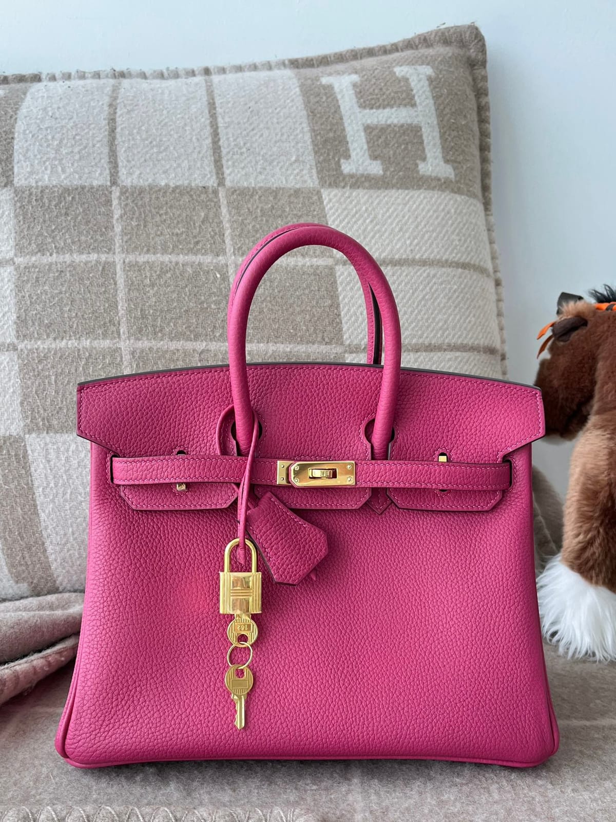 Hermès Birkin 25 Rose Pourpre Togo Leather Handbag Gold Hardware