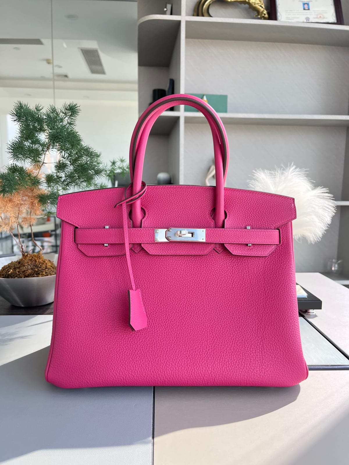 Hermès Birkin 30 Rose Pourpre Togo Leather Handbag Palladium Hardware