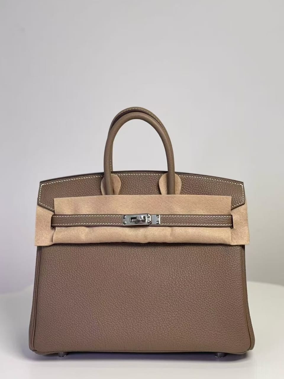 Hermes Birkin 25 Elephant Grey Togo Leather Handbag Palladium Hardware