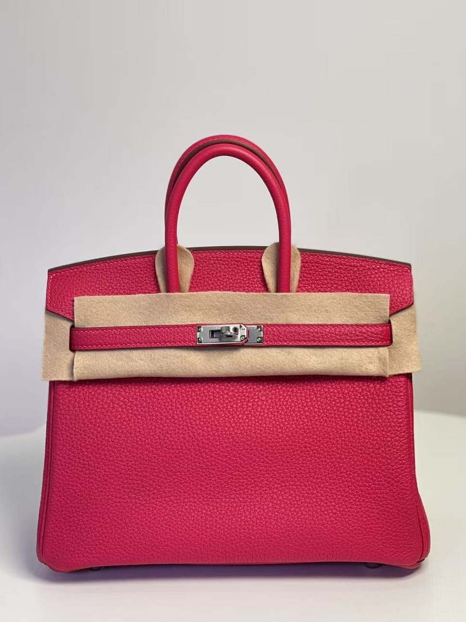 Hermès Birkin 25 Raspberry Red Togo Leather Handbag Palladium Hardware