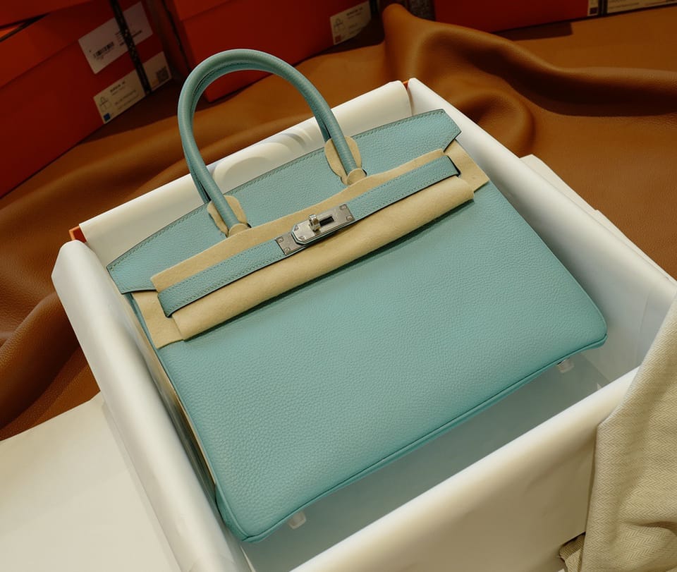 Hermès Birkin 30 Bleu Atoll Togo Leather Handbag Palladium Hardware