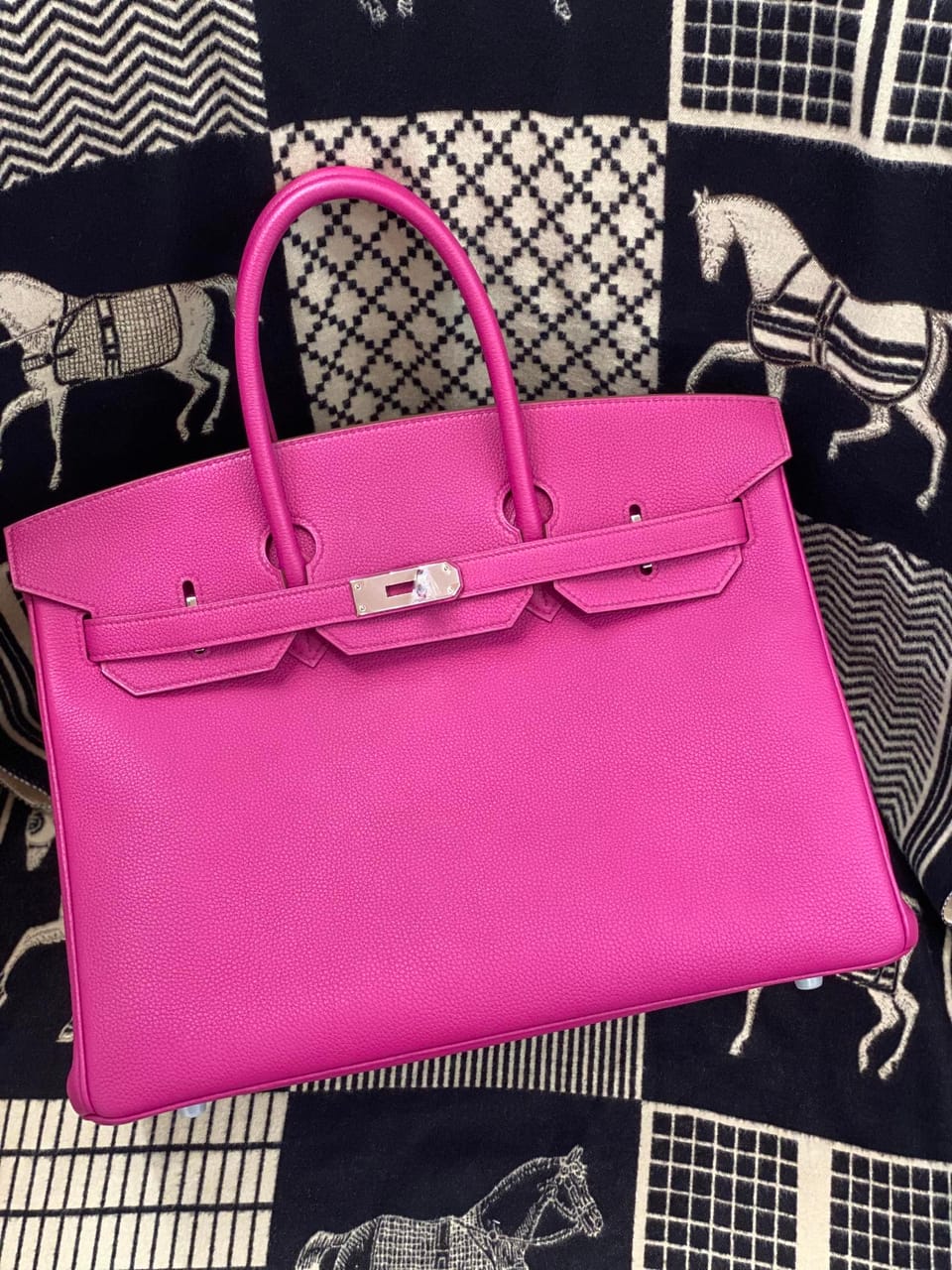 Hermès Birkin 35 Rose Pourpre Togo Leather Handbag Palladium Hardware