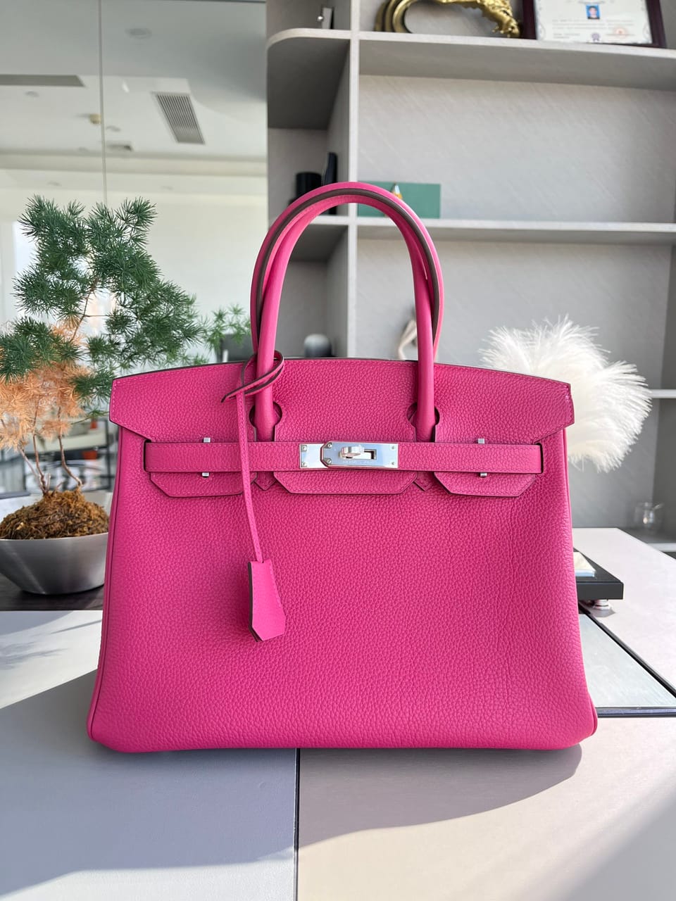 Hermès Birkin 30 Rose Pourpre Togo Leather Handbag Palladium Hardware
