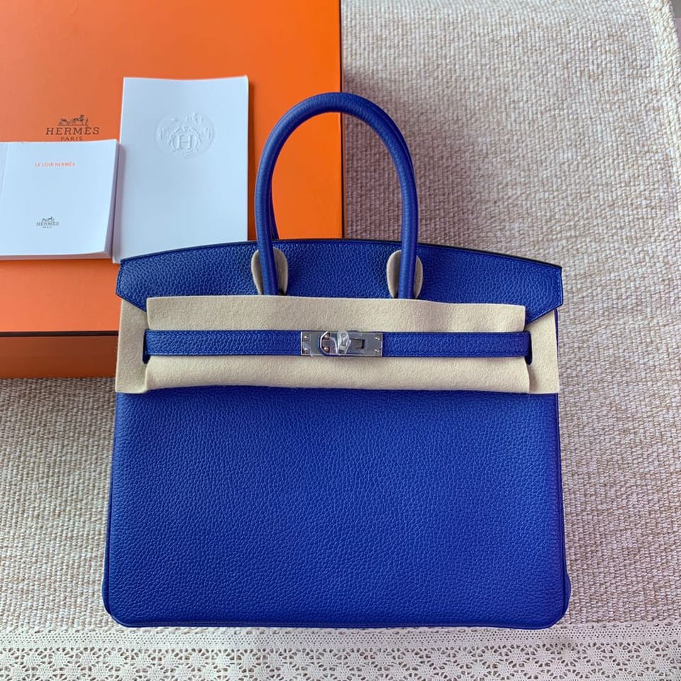 Hermès Birkin 25 Bleu Electric Togo Leather Handbag Palladium Hardware