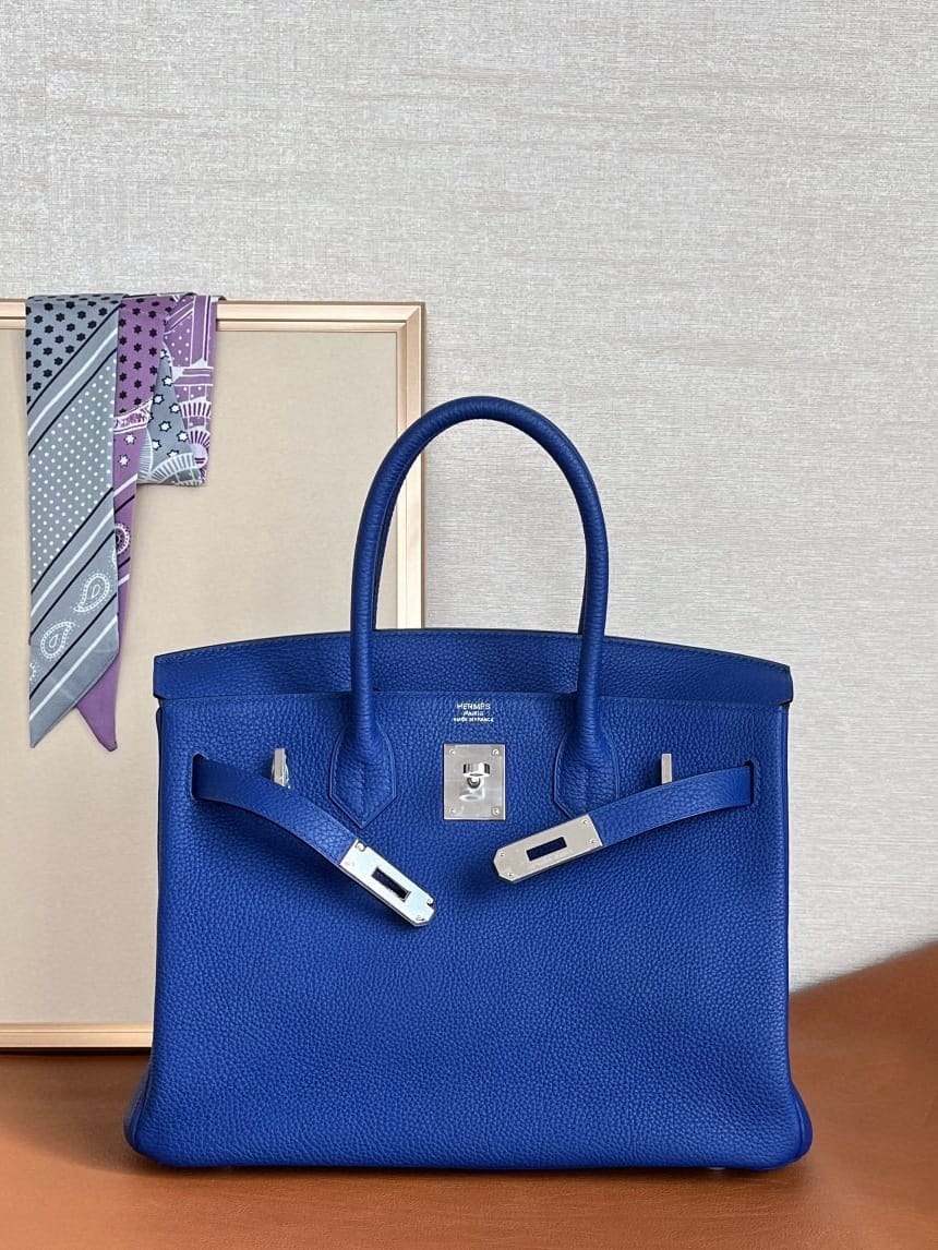 Hermès Birkin 30 Bleu Electric Togo Leather Handbag Palladium Hardware
